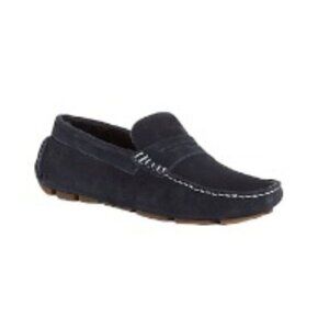 Bloomingdale's Shearling Moc Toe Slippers 141290 Size 8 Blue Black NWT